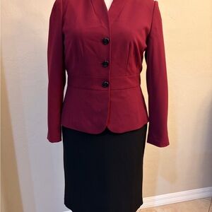 Calvin Klein Burgundy Stretch Blazer and skirt set